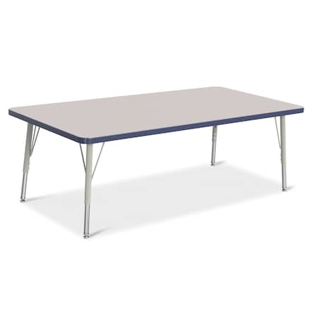 Jonti-Craft Berries Rectangle Activity Table, 30 in. x 60 in., E-height, Freckled Gray/Navy/Gray 6408JCE112